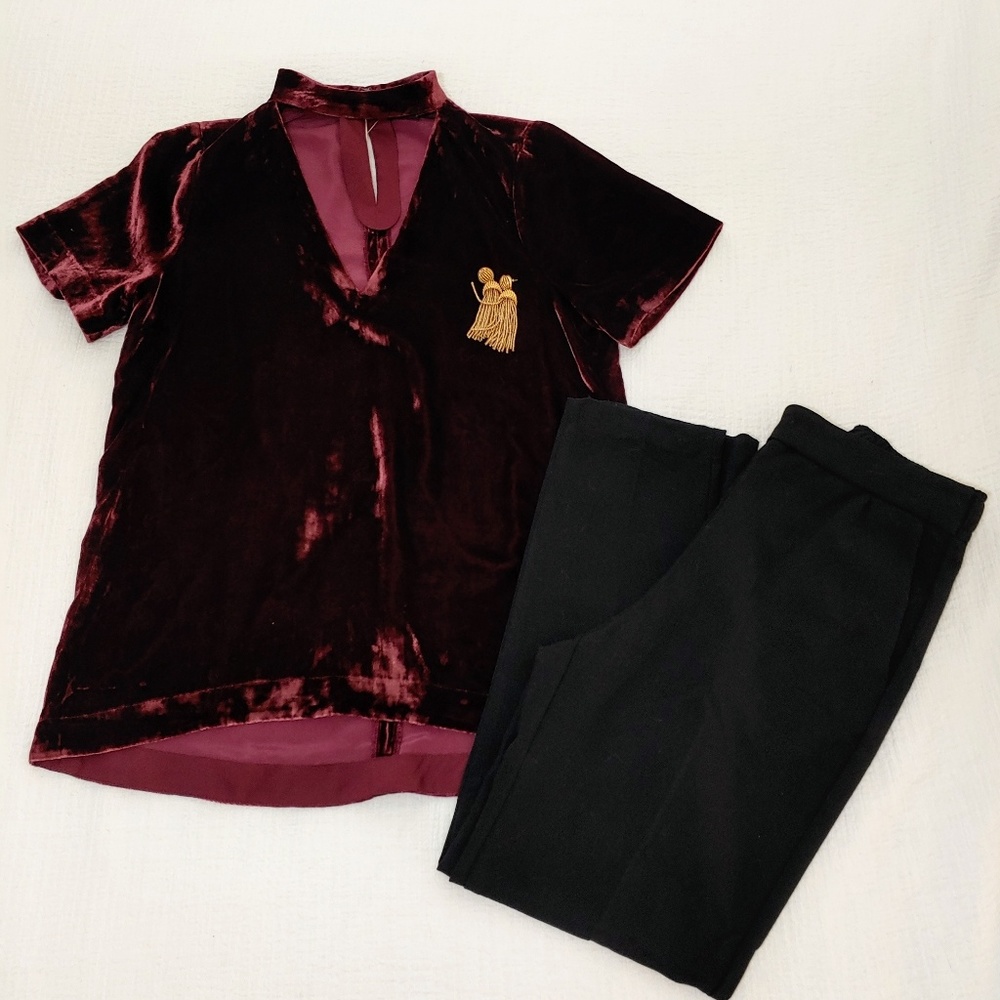 Madewell Velvet Choker Top in Red